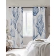 thumbnail image 3 of Blue Coastal Nautical Blackout Curtains, Light Blocking Print Window Curtains, Summer Beach Starfish Coral Thermal Insulated Window Drapes for Living Room Kitchen Cafe 2 Panels, 104"W x 84"L, 3 of 9