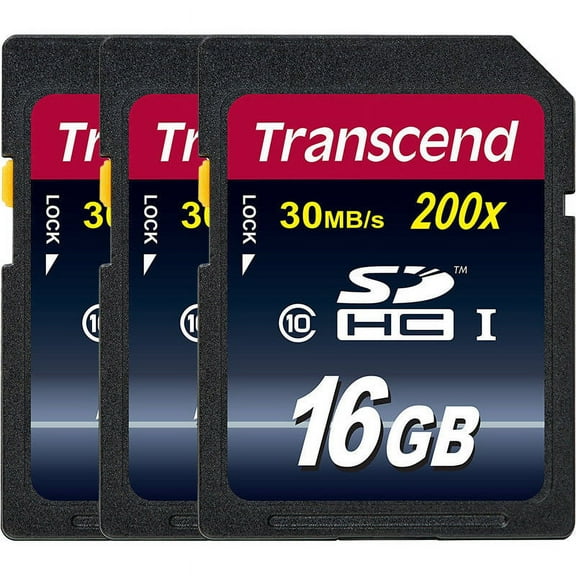 3 X Transcend SDHC 16GB Class 10 Memory Card for Nikon Canon Fuji Olympus