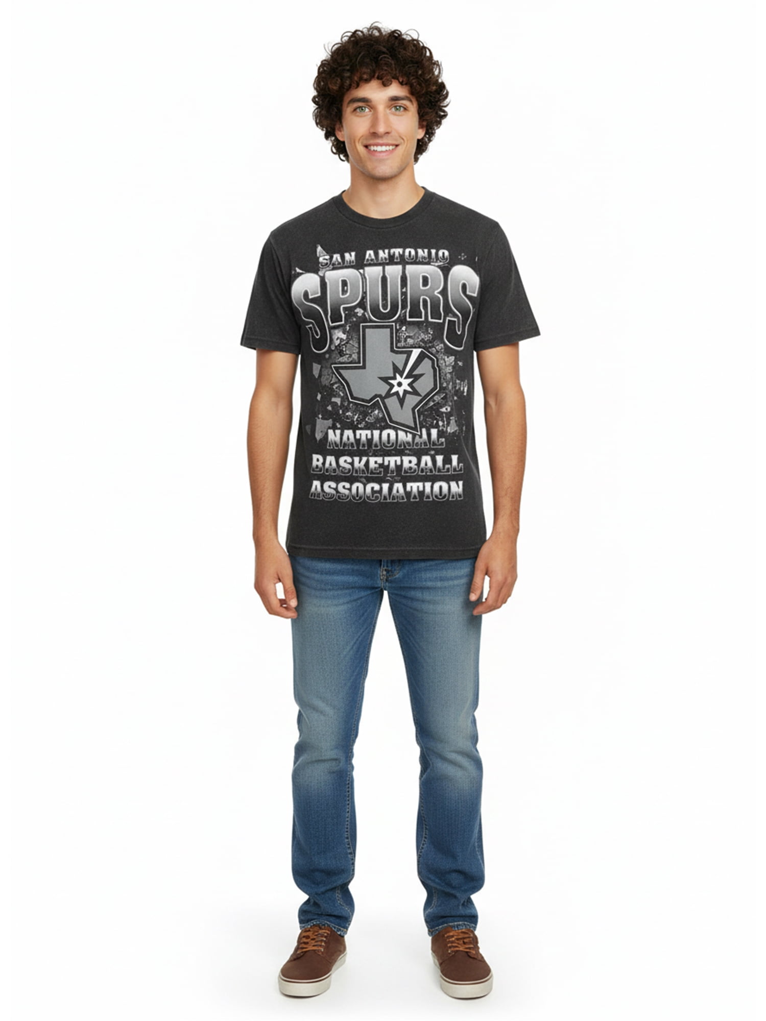 NBA San Antonio Spurs Men's & Big Men's Front & Back Boxy Fit Mineral Wash Graphic T-Shirt, Sizes XS–4XLT, 2XB–5XB