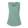 thumbnail image 3 of ZHENHONG Workout Tank Tops Woman Women'S Loose Round Neck Casual Vest European And American Fashion Solid Color Swallowtail Sleeveless U Neck T Shirt Large,Green Women Blending Shirts L, 3 of 9