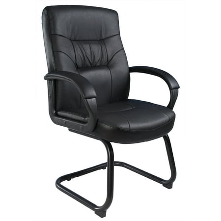 Leather Office Guest Chair - Boss Office Products Black Leather Cantilever Base Guest Reception Waiting Room Chair