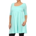 thumbnail image 2 of Women's Plus Size Solid 3/4 Sleeve Relax Fit Jersey Knit Tunic Top Dress, 2 of 5