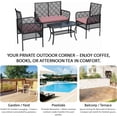 thumbnail image 6 of 4-Piece Patio Furniture Set, Weather-Resistant Rattan Patio Conversation Set with Two-Tier Coffee Table, Upholstered Openwork Wicker Furniture for Porch, Garden, Lawn, Red, 6 of 17