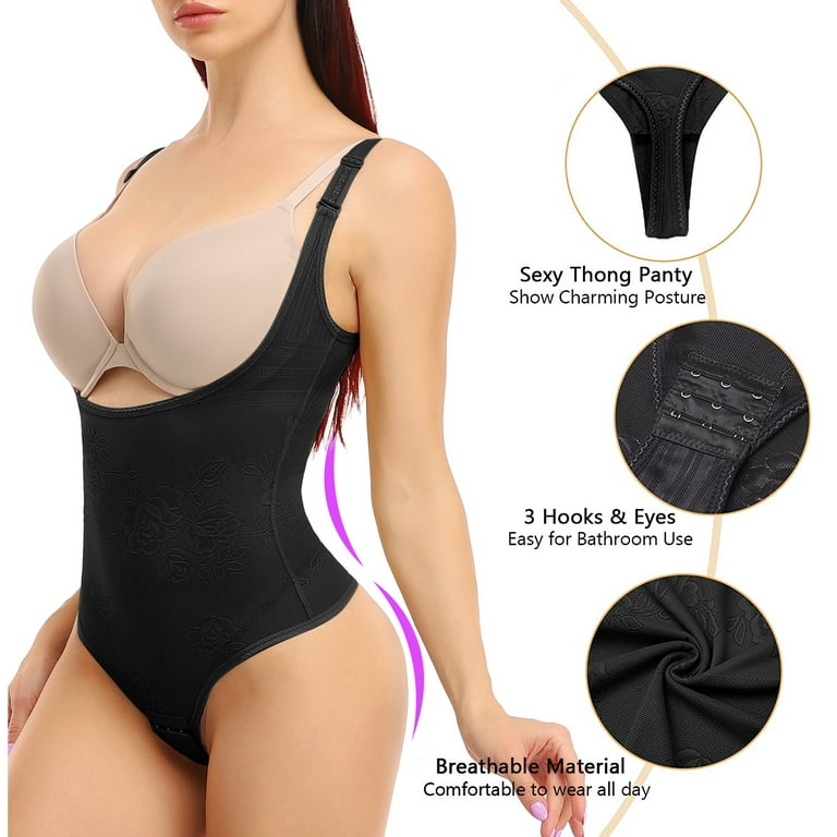 FITVALEN Women Thong Bodysuit Tummy Control Shapewear Fajas Colombianas  Open Bust Bodysuit Slimmer Body Shaper