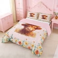 thumbnail image 3 of Erosebridal Baby Highland Cow Flower Crown Queen Comforter Set for Girls, Brown Pink Floral Bedding Comforter Set, 3-Piece 1 Comforter and 2 Pillowcases, 3 of 6