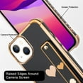 thumbnail image 4 of Designed for iPhone 14 Case with Strap Luxury Love Heart Plating Gold Bumper Phone Cover Wristband Kickstand [Reinforced Corners] Shockproof Anti-Scratch Slim Case for Women-Black, 4 of 11