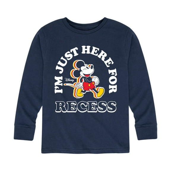 Mickey & Friends - I'm Just Here For Recess - Youth Long Sleeve Graphic T-Shirt