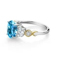 thumbnail image 3 of Gem Stone King 925 Silver and 10K Yellow Gold 3-Stone Ring Topaz Moissanite (2.75 Cttw), 3 of 3