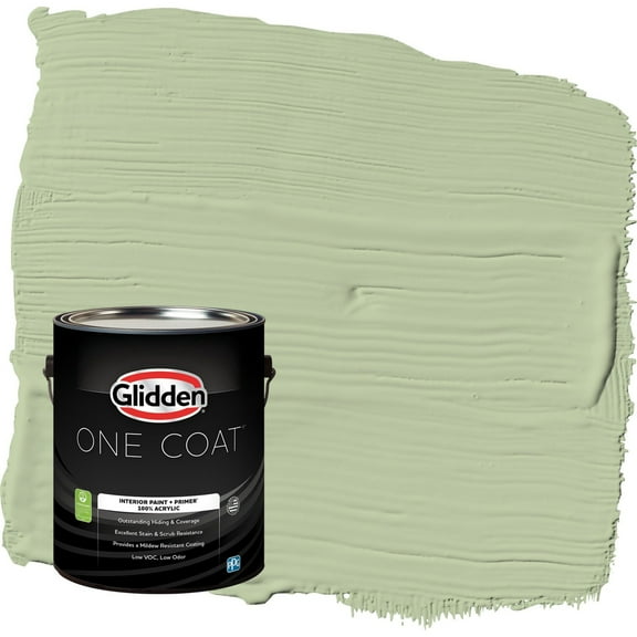 Glidden One Coat Quaking Grass / Green Flat Interior Paint with Primer, 1 Gallon