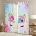 thumbnail image 2 of Curtains 52x63 inch Flower Unicorn 30%-50% Blackout Curtains 30-50%,Cartoon Unicorn Curtains Drapes,Galaxy Stars Floral Window Curtains 2 Panels for Living Room, 2 of 6