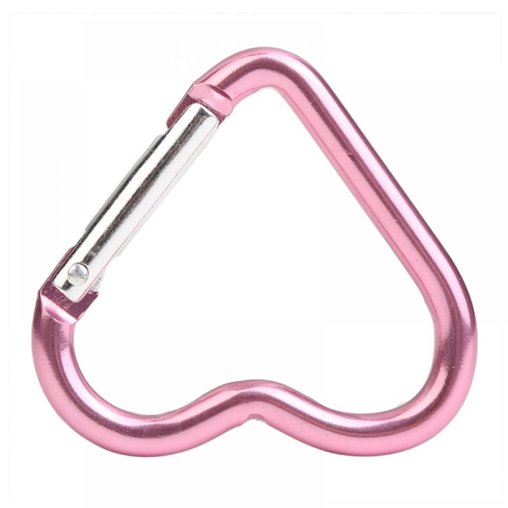 10pcs Aluminum Alloy Heart Shape Carabiner Spring Snap Hook Keychain Buckle 