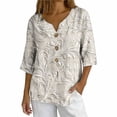 thumbnail image 2 of Warop Women's 3/4 Sleeve Tops Fashionable Printed V-Neck Blouse Loose Fit Pullover T Shirts with Decorative Buttons, 2 of 5