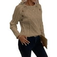 thumbnail image 2 of Women'S Winter Sweaters Trendy Knit Button Detail Raglan Sleeve Sweater Fashion Sweater Khaki S, 2 of 8
