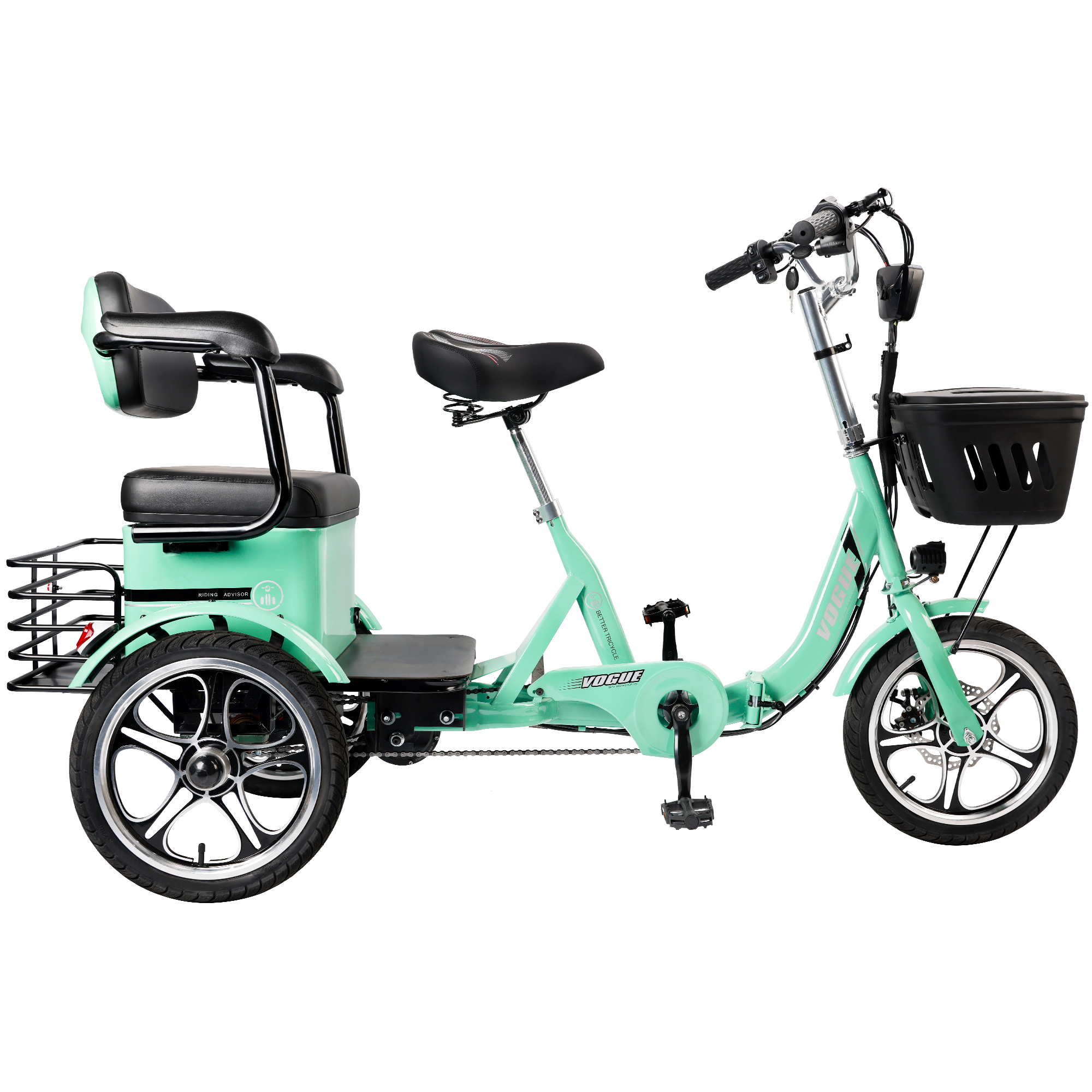 ARTUDATECH Triker Electric Bike, 400W Folding Trike Ebike, 3 Wheel Electric Bicycle, Up to 34 Miles, 16 Tire Tricycle for Adults, Green