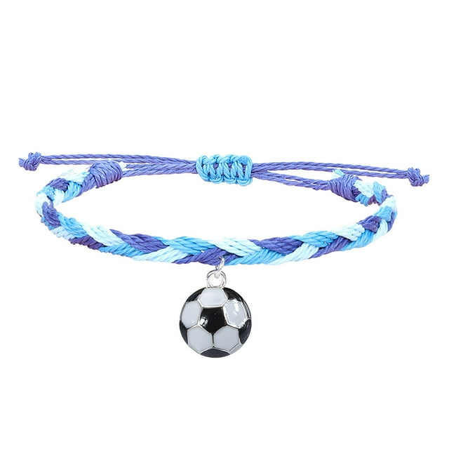 Pulseras de Fútbol Charm Favors Fútbol Negro Rojo Blanco Marrón Pulseras de Fútbol Cuentas Ajustable Inspirational for Teens Adults Sport Birthday Football Favors For