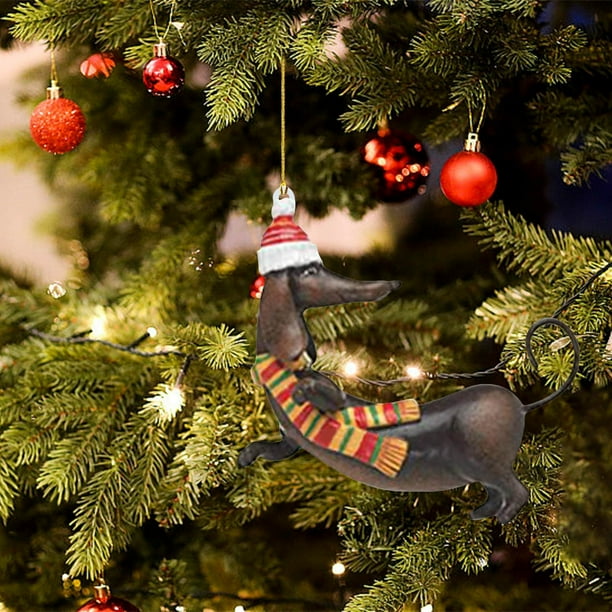 Adornos navideños, regalos navideños, decoración navideña con forma de perro, bonito colgante navideño, decoración para coche, decoración del hogar