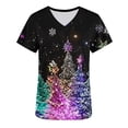 thumbnail image 6 of Wowcloth Women's Short Sleeve V-Neck Scrub Top with Christmas Print and Pocket for Nursing Work and Daily Use, 6 of 7