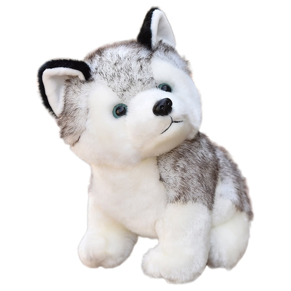 Realistic Simulation Husky Dog Plush Toy Lifelike Fluffy Puppy Model Gift Decor 