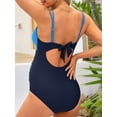 thumbnail image 6 of Sociala Maternity Swimsuit One Piece Tie Back Bathing Suit Scallop Trim V Neck Pregnancy Swimwear, 6 of 6