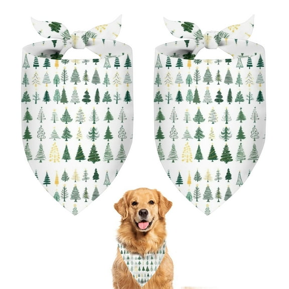 Dog Bandana 2 Pack,Green Christmas Tree Pattern Bandanas for Dogs,Cat Bandana,Small/ Large Dog Bandana 2 Size,Dog Bandanas Girl Boy