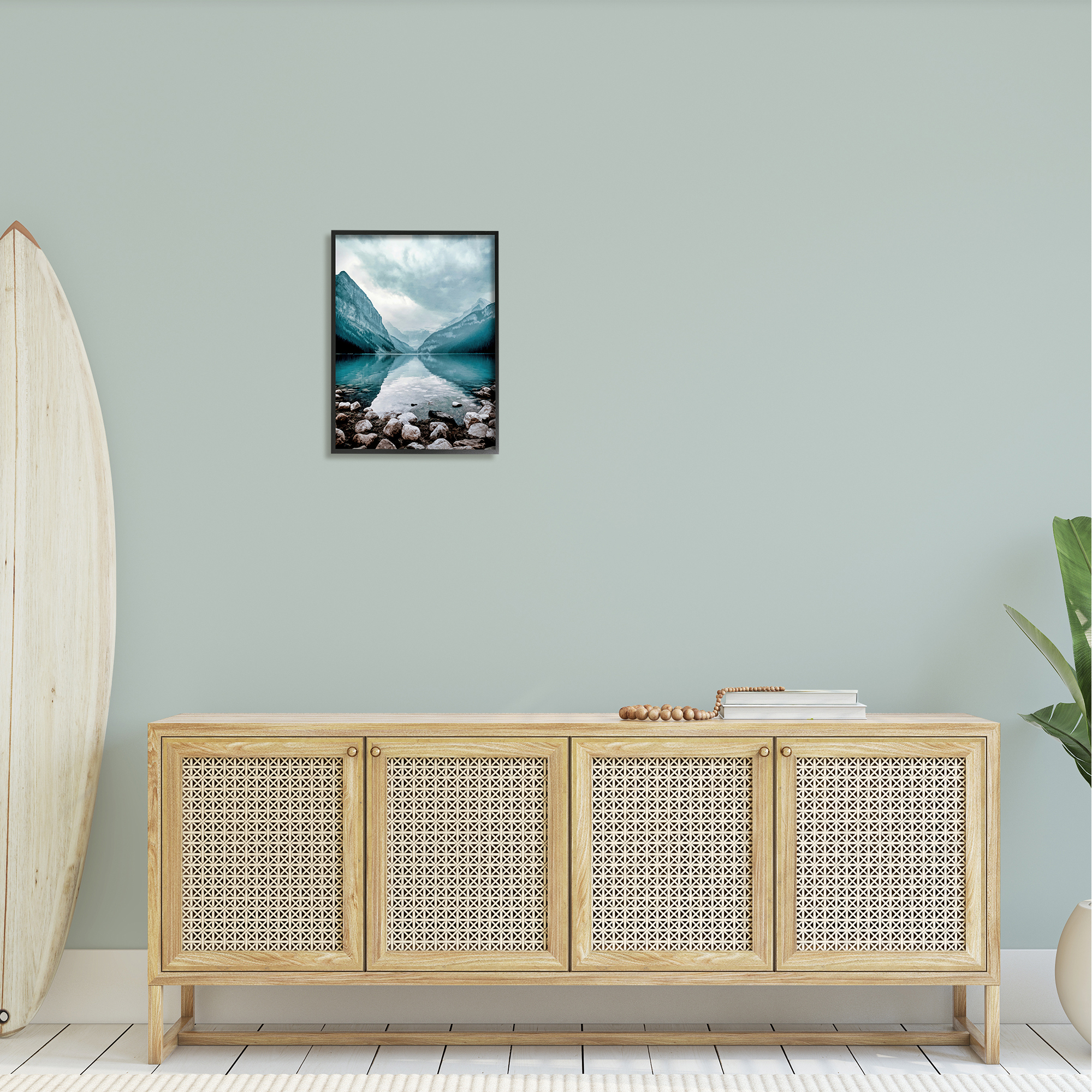 Stupell Industries Breathtaking Rocky River Scenery Blue Mountain Peaks Framed Wall Art, 16 x 20, Design by Alpenglow Workshop