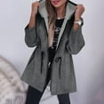 thumbnail image 2 of MIUOWANP Puffer Jacket Womens Cropped Women's Solid Color Lapel Button Cardigan Long Sleeved Top Jacket Gray M, 2 of 5