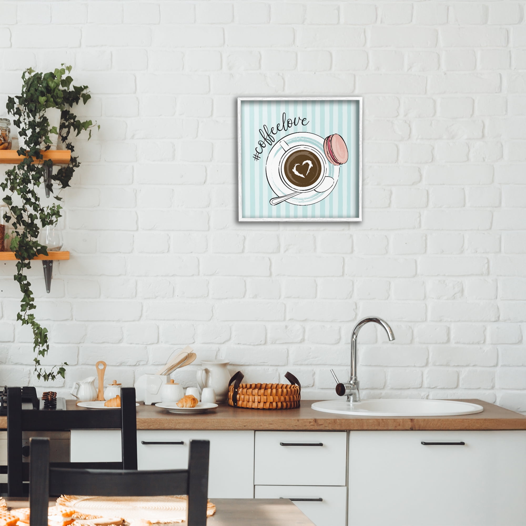 Stupell Industries Coffee Love Hashtag White Framed Giclee Art, design by Martina Pavlova
