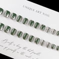 thumbnail image 4 of FCOGIN Medium Square, 24 Pieces, Green, Beige, Leaves, Acrylic False Nail, Press on Nail, 4 of 6