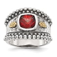 thumbnail image 4 of Sterling Silver Two Tone Silver And Gold Plated Sterling Silver w/Garnet Ring Size 7, 4 of 6