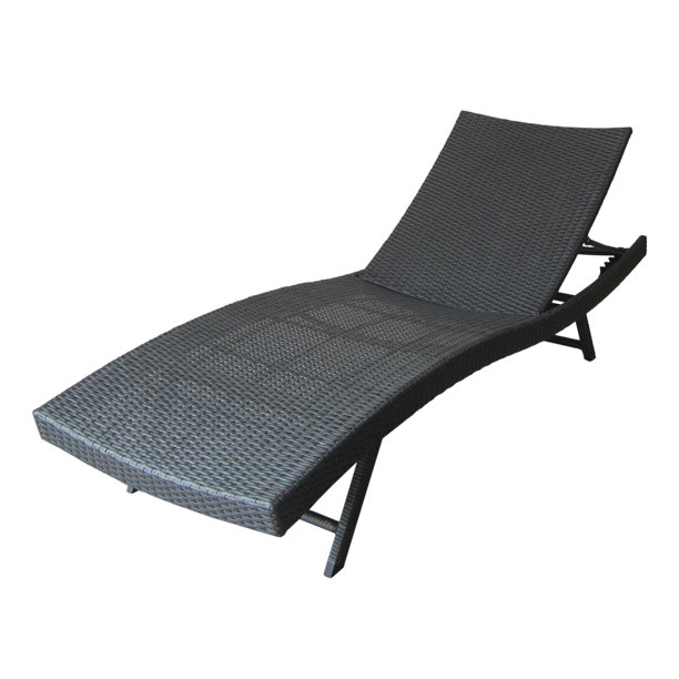 Outdoor Wicker Chaise Lounge, Grey