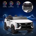 thumbnail image 6 of 2 Seater Ride on Car for Kids 24V Licensed Cadillac Electric Car Toy Toddlers Battery Powered Ride on Truck with 2.4G Remote Control, Full-Wheel Suspension, Music, LED Lights, White, 6 of 7