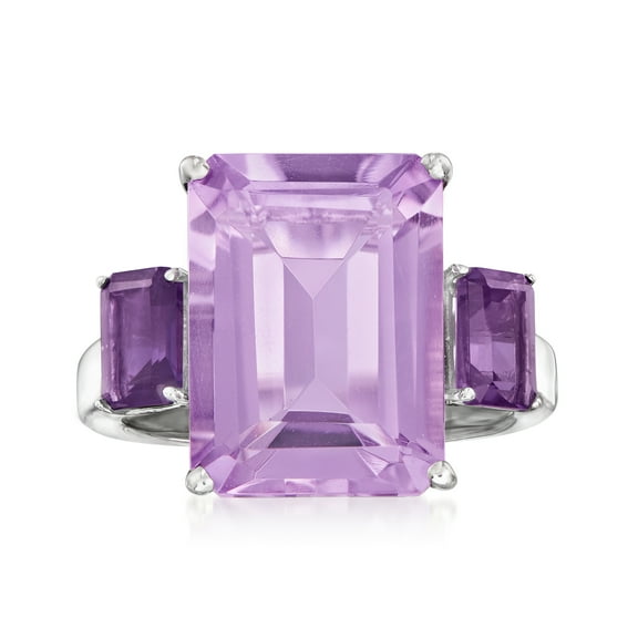 Ross-Simons 9.00 ct. t.w. Emerald-Cut Amethyst Ring in Sterling Silver, Women's, Adult