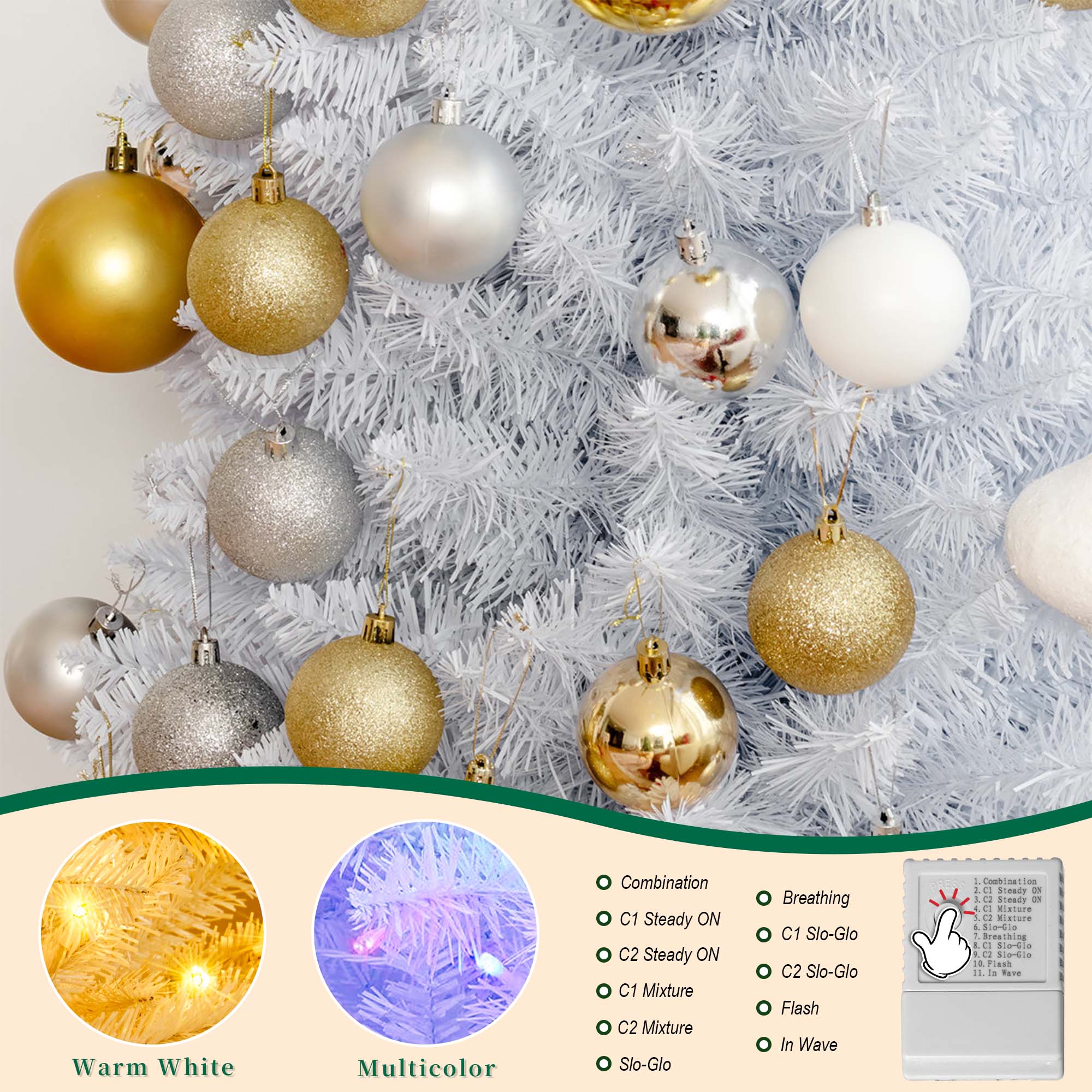 Yexmas 6 Ft Pre-Lit White Christmas Tree with Lights photo 2