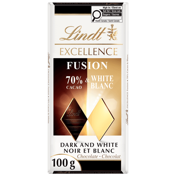 Lindt EXCELLENCE Fusion 70% Dark & White Chocolate Bar, 100g
