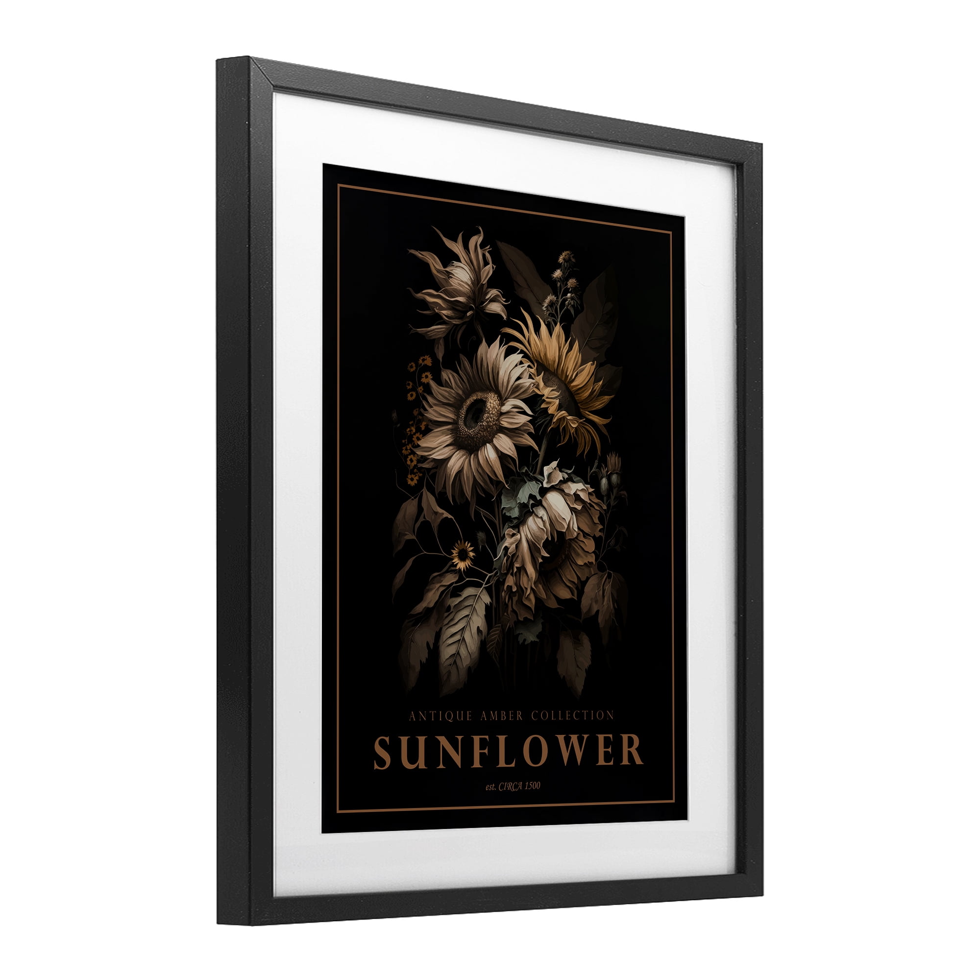 Stupell Industries Antique Sunflower Bushel Black Framed Print Under Glass, design by Christopher Giampietro