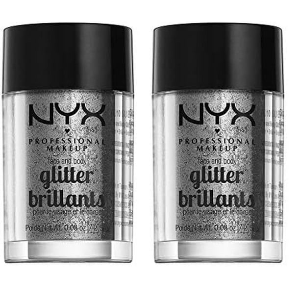 Maquillaje profesional Glitter NYX para rostro y cuerpo, color plateado (paquete de 2)