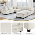 thumbnail image 5 of Villeston 111.8" U-shaped Sofa Chenille Upholstered Sofa Couch with Movable Storage Ottoman for Living Room,Beige, 5 of 9