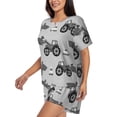 thumbnail image 2 of Haiem Gray Tractor Pattern Pajama Set for Women 2 Piece Lounge Set Short Sleeve Tops and Shorts Soft Sleepwear-X-Large, 2 of 7