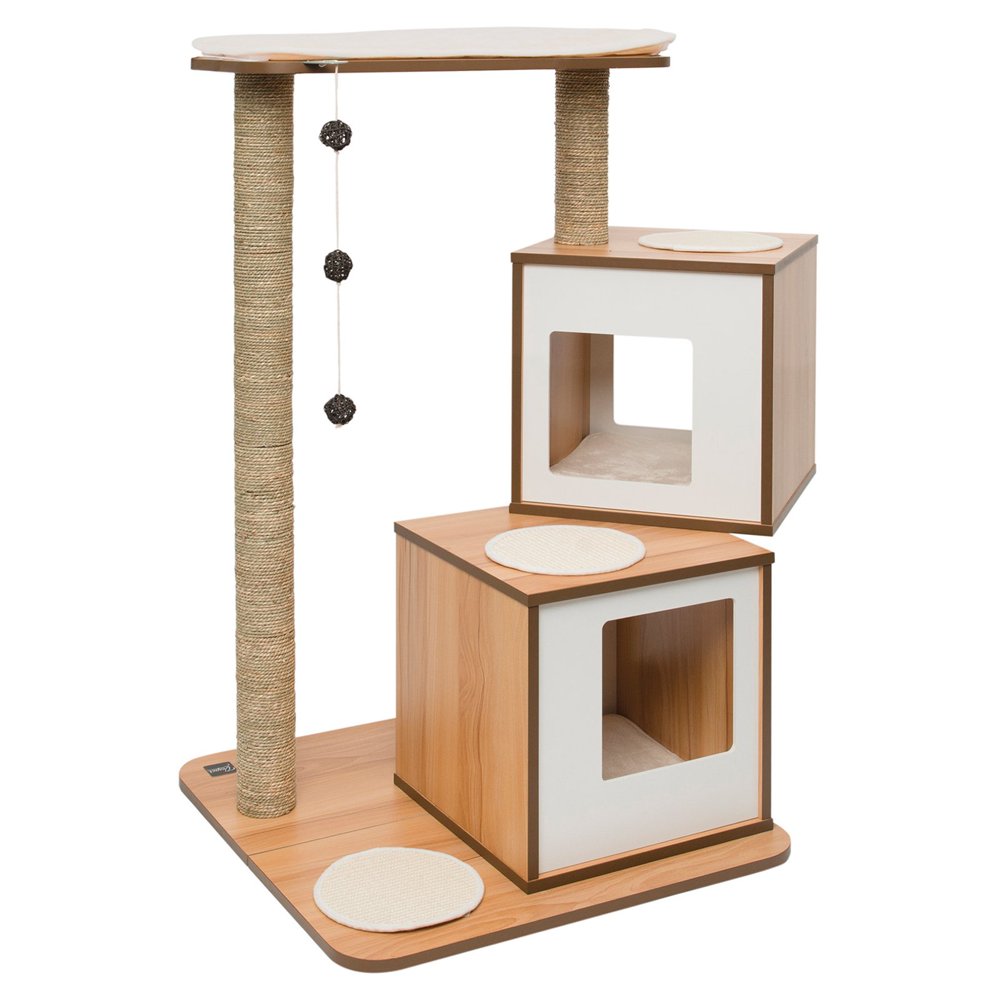 Vesper Cat Tree & Condo Scratching Post Tower, Walnut
