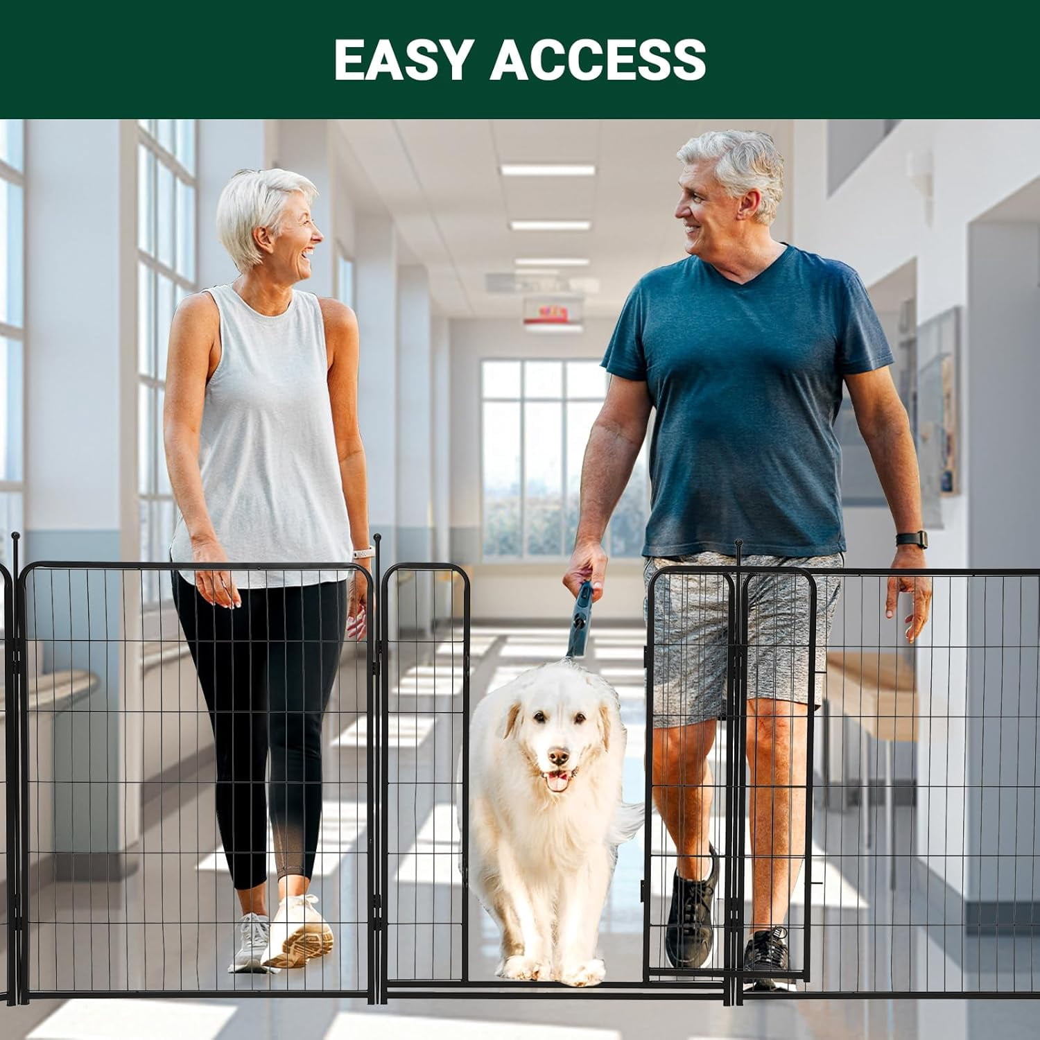 Roromall Dog Playpen Indoor/Outdoor,40"H x 32"W 8 Panels Pet Play Pen, Stress-Free and Safe Play, Portable Metal Pet Exercise for Rv Camping Garden Yard, Quick Install