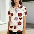thumbnail image 5 of Unisex Valentine's Day Rose Heart Hawaiian Shirts Short Sleeve Button Down Shirt Floral Print Casual Couple Tops, 5 of 6