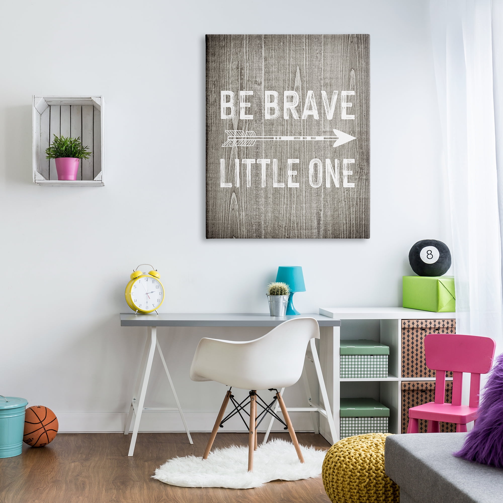 Stupell Industries Be Brave Little One Rustic Adventure Sentiment Grain Pattern Inspirational Painting Gallery Wrapped Canvas Print Wall Art, 36 x 48