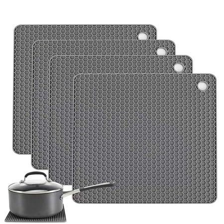 

4Pcs Place Mats Nordic Style Anti-slip Square Multi-functional Insulated Table Silicone Mats Kitchen Supplies