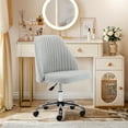 thumbnail image 5 of Home Office Chair, Armless Mid Back Fabric Upholstered Desk Chair with Wheels Adjustable Swivel Vanity Chair for Bedroom,Living Room, Gray, 5 of 8