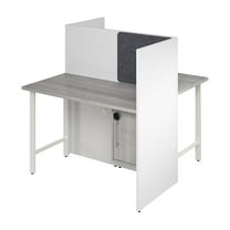 Hustle 48W 2 Person Cubicle Desk with Storage in White/Gray - Engineered Wood