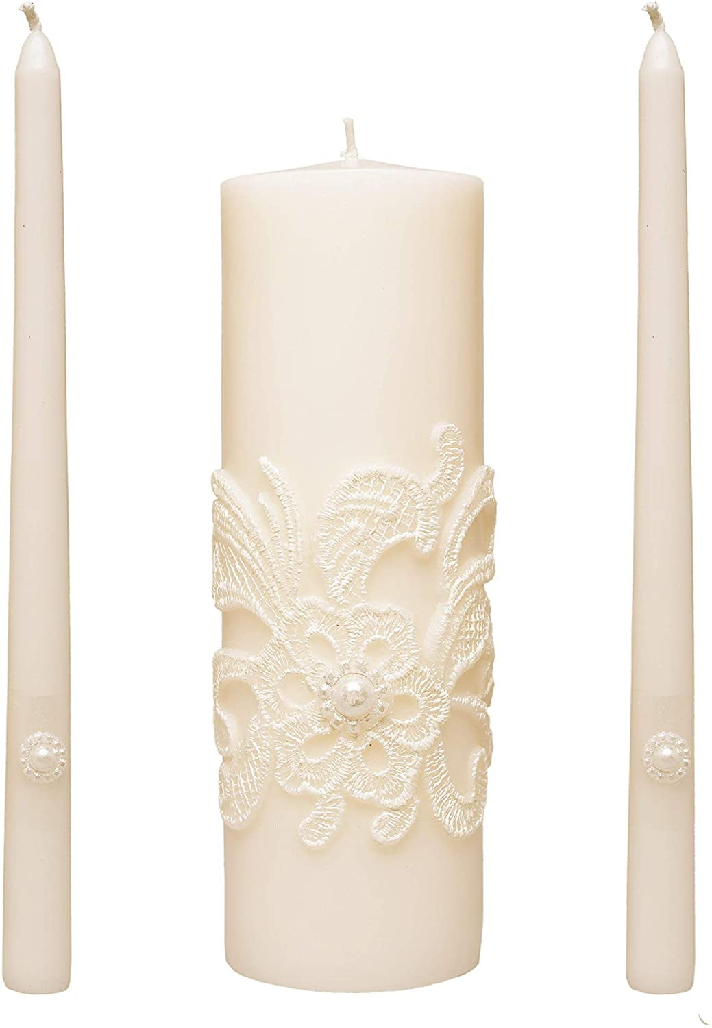 Tapers Plain Unity Wedding Ceremony Candle Set In White Or Ivory Unity Candle 