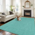 thumbnail image 3 of 6x9 Area Rugs for Living Room, Vintage Teal Green Non Slip Area Rugs for Kitchen Bedroom Entryway, Farmhouse Retro Solid Color Linen Texture Washable Carpet Runner Rug Floor Mats for Bedroom, 3 of 9