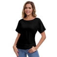 thumbnail image 2 of Women's 2-Pack Black Short Dolman Sleeve Tops, Casual Boat Neck Tees, 2 of 7