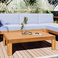 thumbnail image 3 of 5-Piece Outdoor Backyard Patio Wood Sectional Sofa Seating Group Set with Cushions (Grey), 3 of 12
