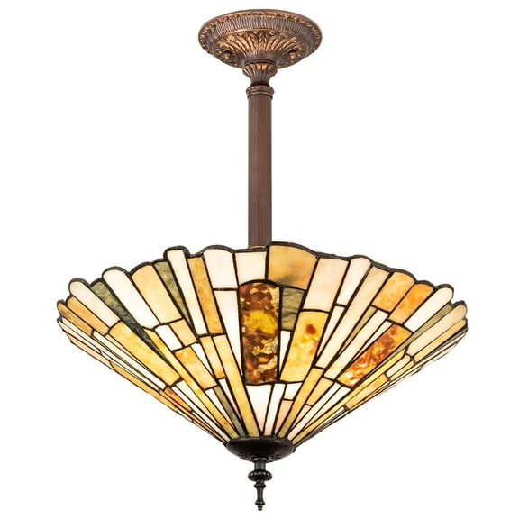 Meyda Tiffany - 77801 - Three Light Inverted Pendant - Delta - Mahogany Bronze